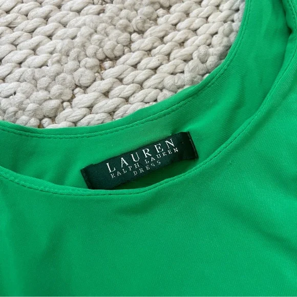 Ralph Lauren Twist Front Stretch Jersey Dress Neon Green - Picture 3 of 4